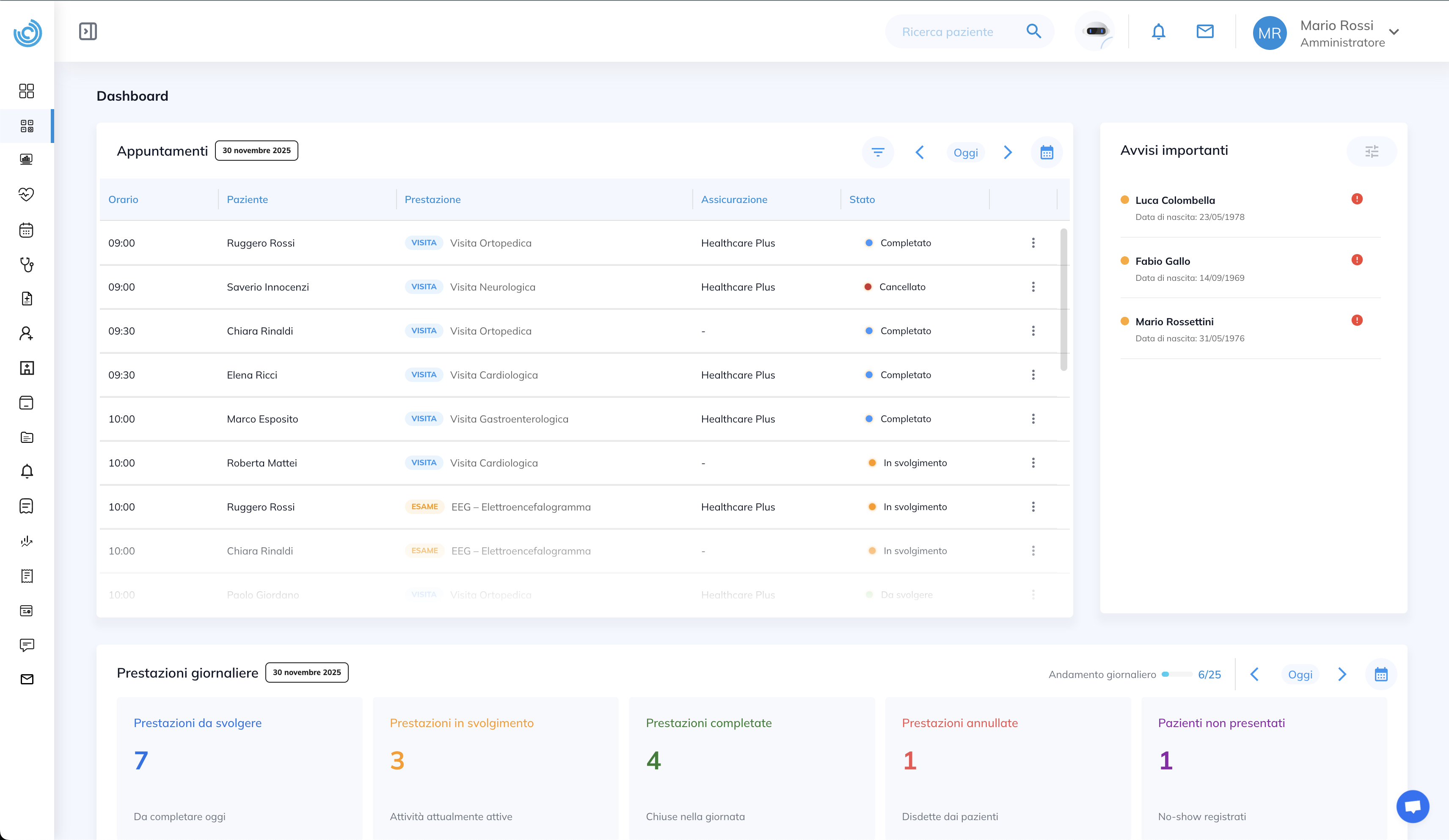 Auraflow - Gestionale Clinica Dashboard
